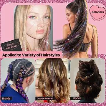 HOOJIH Blue Tinsel Hair Extensions - Dazzle Your Look!