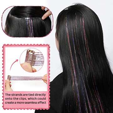 HOOJIH Blue Tinsel Hair Extensions - Dazzle Your Look!