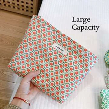 STARDW Flower Cosmetic Bags Makeup Bags for Women,Travel Makeup Bag Large Capacity Canvas Makeup Bag...