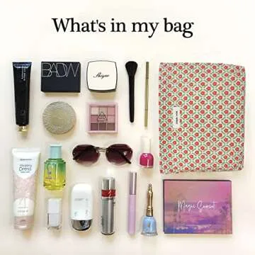 STARDW Flower Cosmetic Bags Makeup Bags for Women,Travel Makeup Bag Large Capacity Canvas Makeup Bag,Makeup Organizer Bag Zipper Pouch (Red Floral)