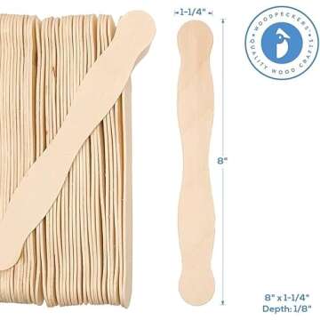 Wooden 8" Fan Handles, Wedding Programs, or Paint Mixing, Pack 100, Jumbo Craft Popsicle Sticks for ...