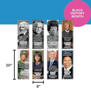 Fun Express Black History Month Posters, 8 Pieces, Educational And Learning Activities For Kids - Cardstock - 8" x 20"