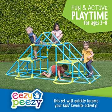 Eezy Peezy Mega Pyramid Monkey Bars Climbing Tower Active Outdoor Fun for Kids Ages 3 to 8 Years Old