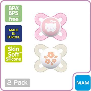 MAM Original Start Newborn Baby Pacifier, Best Pacifier for Breastfed Babies, Sterilizer Case, 0-3 Months, Girl, 2 Piece Set (Pack of 1)