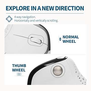 DeLUX Seeker Wireless Ergonomic Vertical Mouse with OLED Screen, BT and USB Receiver, Connect with Up to 4 Devices, Thumb Wheel, 4000DPI, Programmable Rechargeable Optical Mouse(M618SXD-White)