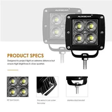 Auxbeam 3 Inch LED Light Bar 20w LED Pods Fog Lights Square Cube Lights Spot Beam Driving Light Waterproof for Offroad Truck 4WD SUV ATV UTV (Pack of 2)