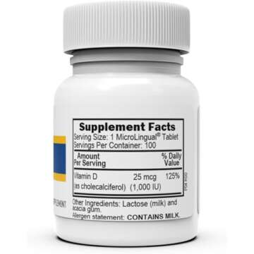 Superior Source Vitamin D3 1000 IU, Quick Dissolve MicroLingual Tablets, 100 Count, Helps Promote St...
