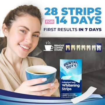 Dental Duty Teeth Whitening Strips – 28pcs Vegan White Strips for Coffee & Tea Stain Remover (14 T...