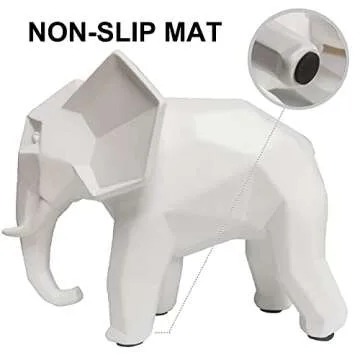 HOWFIELD Resin Geometric Abstract Elephant Sculpture - Modern Geometric Elephant Resin Home Decor Statues Accessories Crafts Sculpture Ornaments (White)