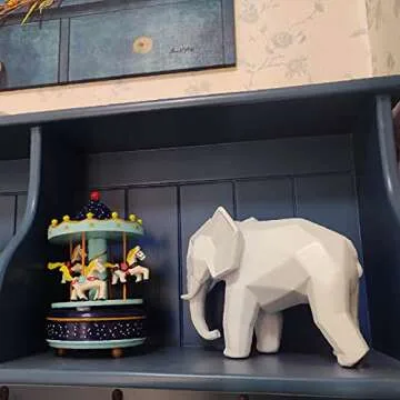 HOWFIELD Resin Geometric Abstract Elephant Sculpture - Modern Geometric Elephant Resin Home Decor Statues Accessories Crafts Sculpture Ornaments (White)