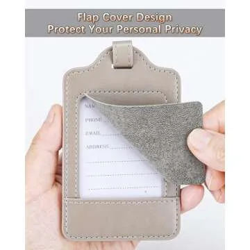 Teskyer Luggage Tags, 3 Pack Premium PU Leather Luggage Tags Privacy Protection Travel Bag Labels Su...