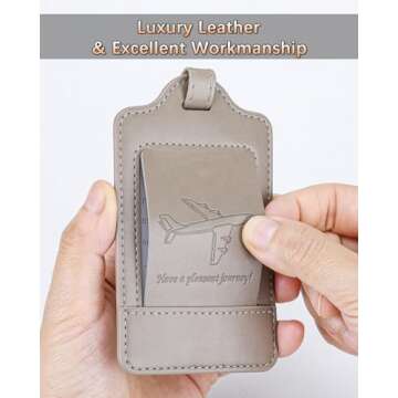 Teskyer Luggage Tags, 3 Pack Premium PU Leather Luggage Tags Privacy Protection Travel Bag Labels Suitcase Tags