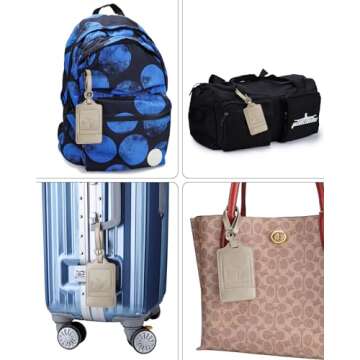Teskyer Luggage Tags, 3 Pack Premium PU Leather Luggage Tags Privacy Protection Travel Bag Labels Suitcase Tags