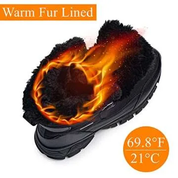 SHULOOK Men's Snow Boots Waterproof Warm Fur Lined Winter Hiking Boot Non-slip Outdoor Ankle High-to...