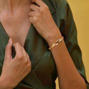 Elegance 11 designs Gold Chunky Bangle Bracelets For Women Trendy Hinged Cuff Open Wide Gold Twisted...