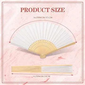 Yinkin 100 Pack Folding Fans Bamboo Handheld Folded Craft Hand Japanese Chinese Fans for Weddings Bridal Dancing Church DIY Decoration Women Kids Gift Party Favors (White)