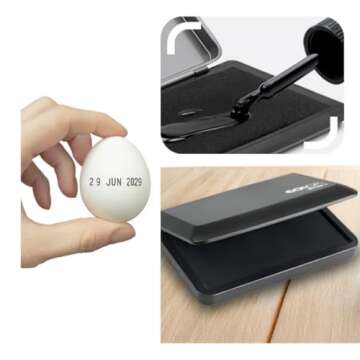 Egg Dater KIT - Includes 3mm Rubber Date Stamp and Ink pad containing Egg Safe Ink - Black