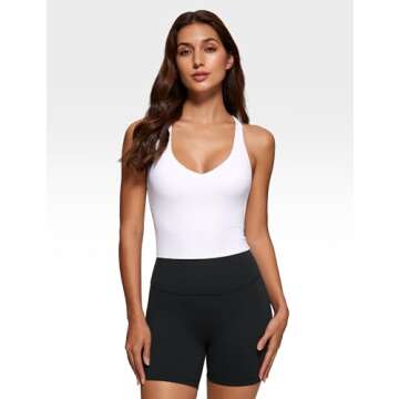 Stylish INGIA Women's V Neck Tank Top with Strappy Back for Active Lifestyle