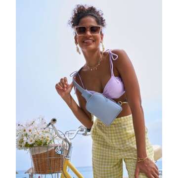 AOCINA INICAT Small Sling Bag Crossbody Vegan Leather Fanny Packs for Women Fashionable Chest Bag for Travel(0-Light Blue)