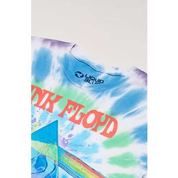 Liquid Blue Men's Pink Floyd Dark Side Oil Paint Tie Dye Short Sleeve T-Shirt, Multi, Large