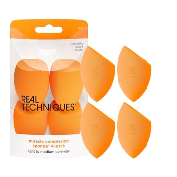 Real Techniques Miracle Complexion Sponge - 4 Pack, Vegan & Cruelty-Free Makeup Blender