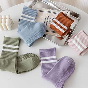 Yoga Socks with Grips for Women - Comfortable Non Slip Cushioning for Pilates and Dance