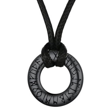 Viking Runes Necklace - Black Stainless Steel Nordic Charm
