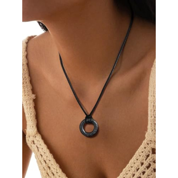 Viking Runes Necklace with Leather Chains - Nordic Style