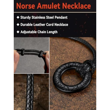 Viking Runes Necklace with Leather Chains - Nordic Style