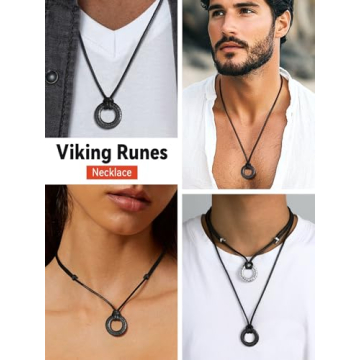 Viking Runes Necklace with Leather Chains - Nordic Style