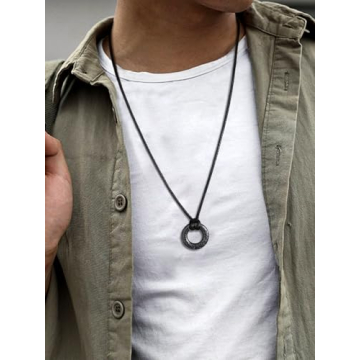 Viking Runes Necklace with Leather Chains - Nordic Style