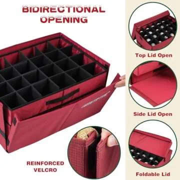 Ornament Organizer Storage Box with Trays,96-4 Inch Extra Large Christmas Ornaments Storage Containers Adjustable Dividers,Oversized 600D Oxford Xmas Decor Bulb Glass Decoration Storage Containers