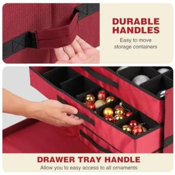 Ornament Organizer Storage Box with Trays,96-4 Inch Extra Large Christmas Ornaments Storage Containers Adjustable Dividers,Oversized 600D Oxford Xmas Decor Bulb Glass Decoration Storage Containers