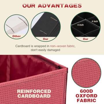 Ornament Organizer Storage Box with Trays,96-4 Inch Extra Large Christmas Ornaments Storage Containers Adjustable Dividers,Oversized 600D Oxford Xmas Decor Bulb Glass Decoration Storage Containers