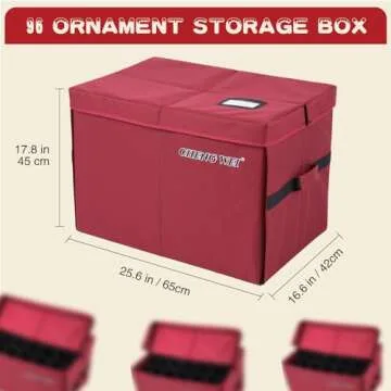 Ornament Organizer Storage Box with Trays,96-4 Inch Extra Large Christmas Ornaments Storage Containers Adjustable Dividers,Oversized 600D Oxford Xmas Decor Bulb Glass Decoration Storage Containers