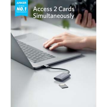 Anker USB-C SD 4.0 Card Reader, PowerExpand+ 2-in-1 Memory Card Reader, for SDXC, SDHC, SD, MMC, RS-MMC, Micro SDXC, Micro SD, Micro SDHC Card, UHS-II, and UHS-I Cards