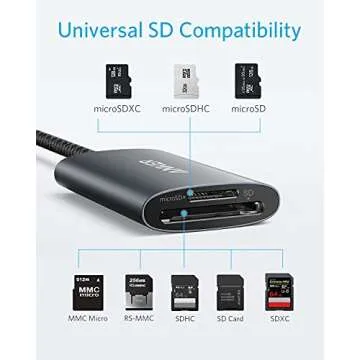 Anker USB-C SD 4.0 Card Reader, PowerExpand+ 2-in-1 Memory Card Reader, for SDXC, SDHC, SD, MMC, RS-MMC, Micro SDXC, Micro SD, Micro SDHC Card, UHS-II, and UHS-I Cards