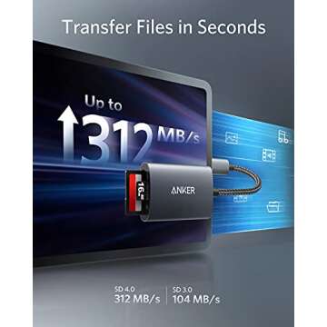 Anker USB-C SD 4.0 Card Reader, PowerExpand+ 2-in-1 Memory Card Reader, for SDXC, SDHC, SD, MMC, RS-MMC, Micro SDXC, Micro SD, Micro SDHC Card, UHS-II, and UHS-I Cards