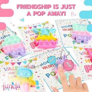 Funeta Valentines Pop Its for Kids Classroom Exchange, 30 Pack Fidget Valentines Day Cards for Boys and Girls class, School Valentines Gifts