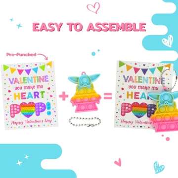Funeta Valentines Pop Its for Kids Classroom Exchange, 30 Pack Fidget Valentines Day Cards for Boys and Girls class, School Valentines Gifts