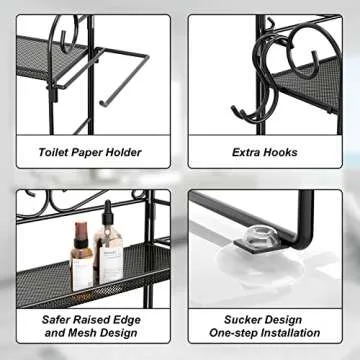 EKNITEY Folding Over Toilet Storage Space-Saving Rack