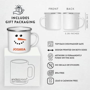 Andaz Press Kids Personalized Snowman Hot Cocoa Mug