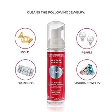 CONNOISSEURS All-Purpose Jewelry Cleansing Foam, Quick and Easy Jewelry Cleaner Solution, 2.35 Ounce