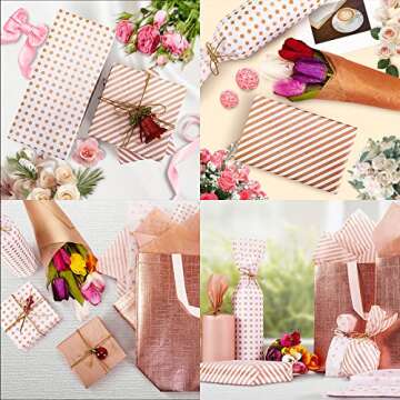 Rose Gold Tissue Paper - 120 Sheets for Gifts & Crafts