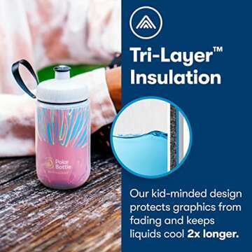 Polar Bottle Kids Insulated Water Bottle – 12oz Daybreak - Plum Purple - BPA Free Sport & Bike Water Bottle, Easy Squeeze Bottle Features for Kids