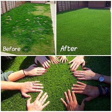Moxie Direct Realistic Artificial Grass Turf, Indoor Outdoor Lawn Landscape Pet Dog Mat Synthetic Thick Fake Grass Rug Carpet for Garden Backyard Balcony,6FT X 6FT