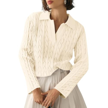 Saodimallsu Women's Cozy Cable Knit V Neck Sweater - Fall Fashion Essential