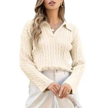 Saodimallsu Women’s Cable Knit V Neck Sweater for Fall