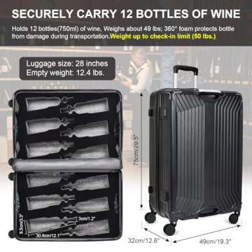 TSA Approved Wine Suitcase for Air Travel - 12 Bottle Wine Luggage