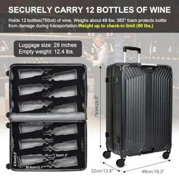 TSA Approved Wine Suitcase for Air Travel - 12 Bottle Wine Luggage